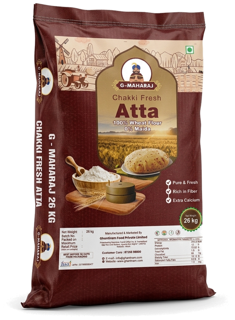G-MAHARAJ Chakki Fresh Atta 26 KG Commercial Bag